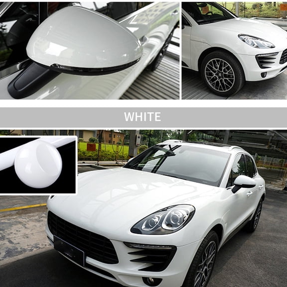 M Buder Stretchable Glossy Vinyl Film Protective Car Vinyl Wrap Stickers with Air Release Auto Body Paint Protective Decal, 59.84 x 11.81 inches / 152 x 30 cm, White