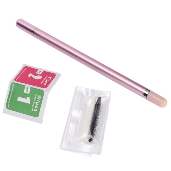 M Buder Stylus Pen 2-in-1 Capacitive Touch Screen Digital Pen with Replacement Tips & Cleaning Bag, High Precision Tablet Pencil for Mobile Phones & Touch Devices, Pink, 7.1 inches / 18 cm