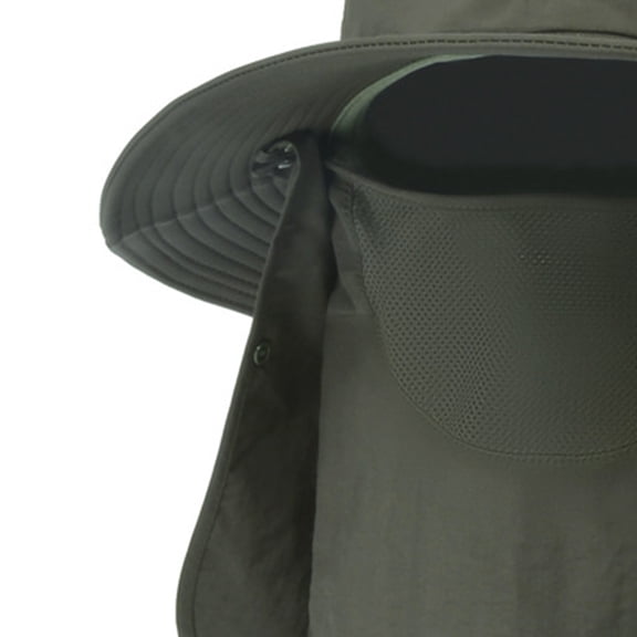 M Buder Sun Cap with Removable Face Neck Cover Flap Wide Brim Fishing Hat Summer Outdoor Protection for Men and Women, Army Green (10 inches / 25.4 cm)