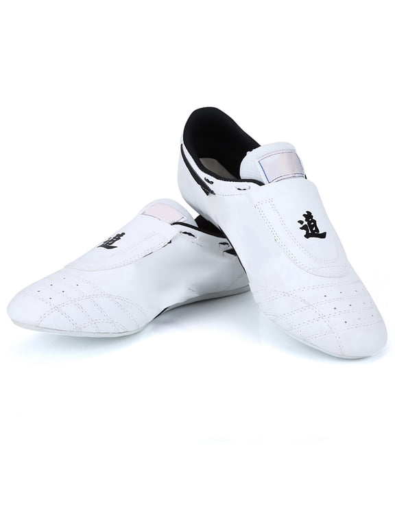 Taekwondo Shoes Lightweight Boxing Kung Fu Tai Chi Sport Footwear for Men Women, White, Size 42