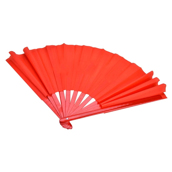 M Buder Tai Chi Martial Arts Fan, Kung Fu Bamboo Silk Dance Practice Training Performance Prop with Red Rib, Premium Handheld Folding Gear for Self Defense and Competition, 14.2 Inches / 36 cm