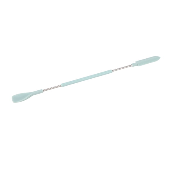 M Buder Telescopic Silicone Spatula Double Sided Green Blade Spoon Head Portable Mini Spatulas for Kitchen Cooking Cosmetics Makeup Beauty Tools, Reusable and Flexible Design, 7.09 inches / 18.00 cm