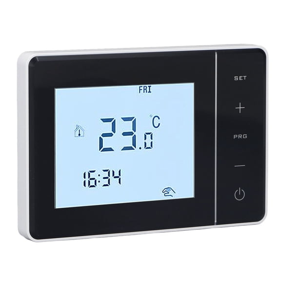 M Buder Thermostat NTC2.5m Programmable Electric Heating System Temperature Controller 100-230V, Black Panel with White Backlight