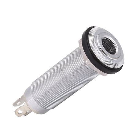 M Buder Threaded Cylinder Output Jack Plug Socket Connector 1/4 inch (6.35 mm) with 3 Prongs for Electric Guitar and Bass Replacement Part, Premium Metal Hardware, Silver