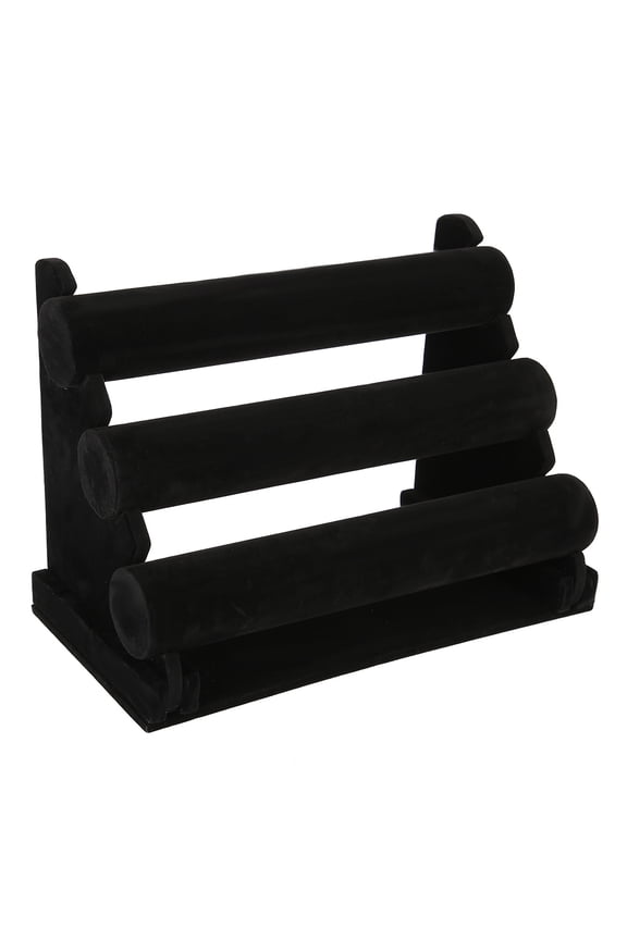 Three Layer Watch Display Storage Rack Organizer Bracelet Jewelry Stand Holder, Black Flannelette, 12.6 inches / 32 cm