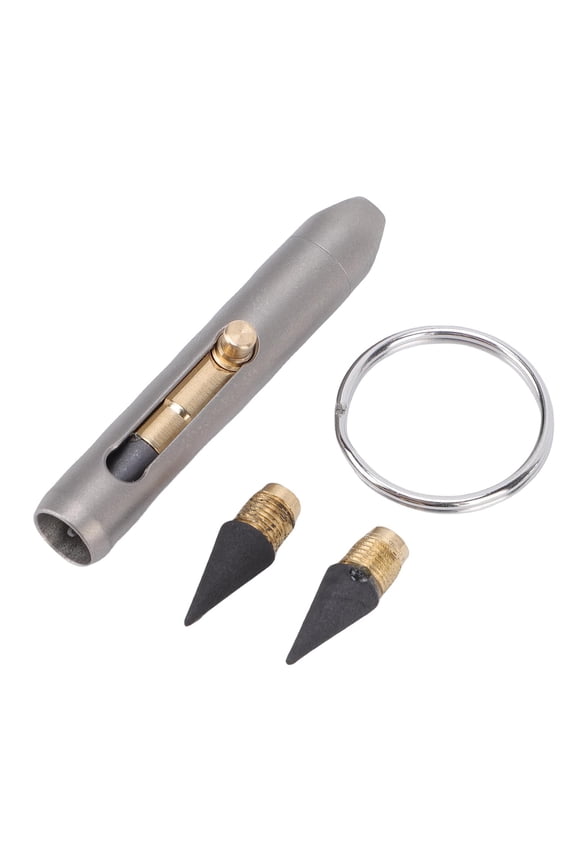 Titanium Alloy Keychain Pen Retractable Portable Everlasting Graphite Pencil Mini Writing Tool for Sketch Drawing Writing with 2 Nibs Family School Office Supplies Unique Gift 3.54 in / 9 cm