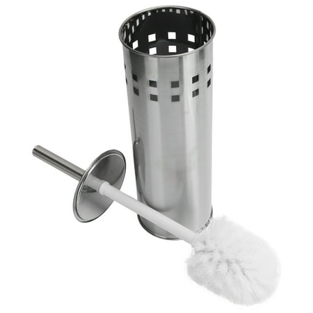 M Buder Toilet Brush and Vented Holder Set, Stainless Steel Cleaning Brush for Bathroom Toilet, Rust-Proof Compact Design with Flexible Bristles, Silver, 10.63 inches / 27 cm