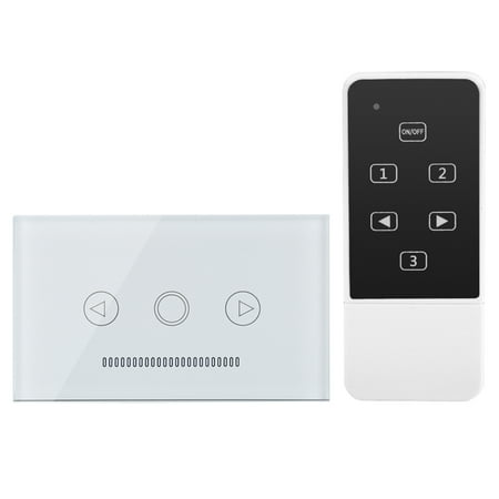 M Buder Touch Screen LED Light Dimmer Switch Wireless RF Remote Control Glass Panel White, Single Live Wire Control, 110-240V, 4.7 x 2.8 inches / 120 x 72 mm
