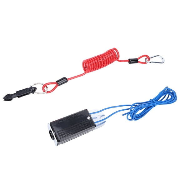 M Buder Trailer Breakaway Switch 4FT Coiled Cable with Pin Emergency Electric Break Switch For RV Boat Camper Red (48 inches / 1.2m)