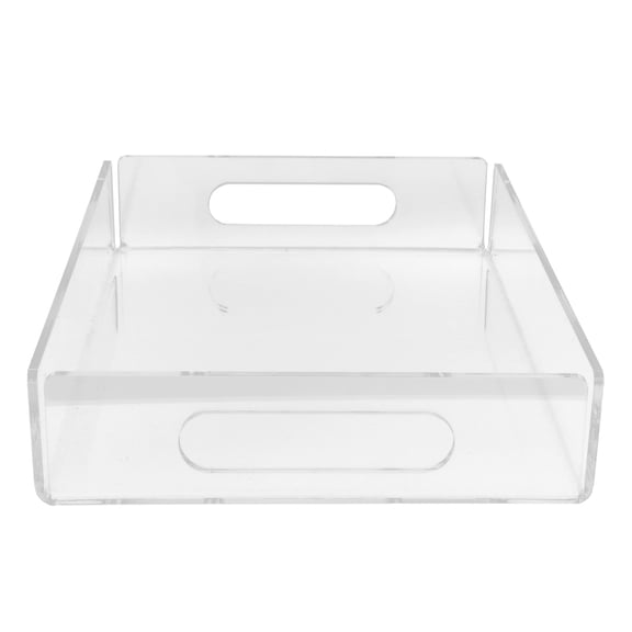 M Buder Transparent Acrylic Serving Tray with Handles, 13 x 9 x 2.75 inches / 33 x 23 x 7 cm Lightweight Rectangular Breakfast Food Tray for Coffee Table, Ottoman, Kitchen and Hotel