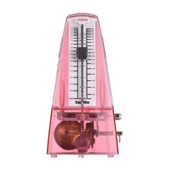 M Buder Transparent Pink Mechanical Metronome Portable Adjustable Beat Speed Lightweight Loud Sound 40-208 BPM for Piano Guitar Drum Guzheng Accurate Beat