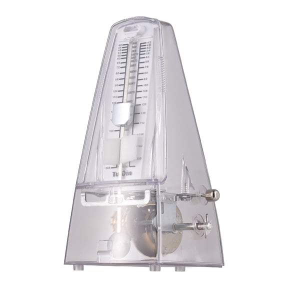 M Buder Transparent White Mechanical Metronome Portable Adjustable Beat Speed Lightweight Loud Sound 40-208 BPM for Piano Guitar Drum Guzheng Accurate Beat