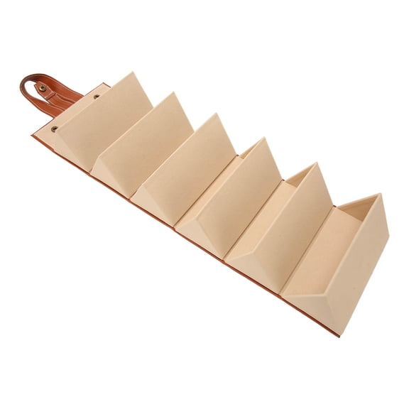 M Buder Travel Sunglasses Organizer Case Brown 6 Slot Hanging Foldable PU Leather Eyeglasses Storage Box, 1 Piece