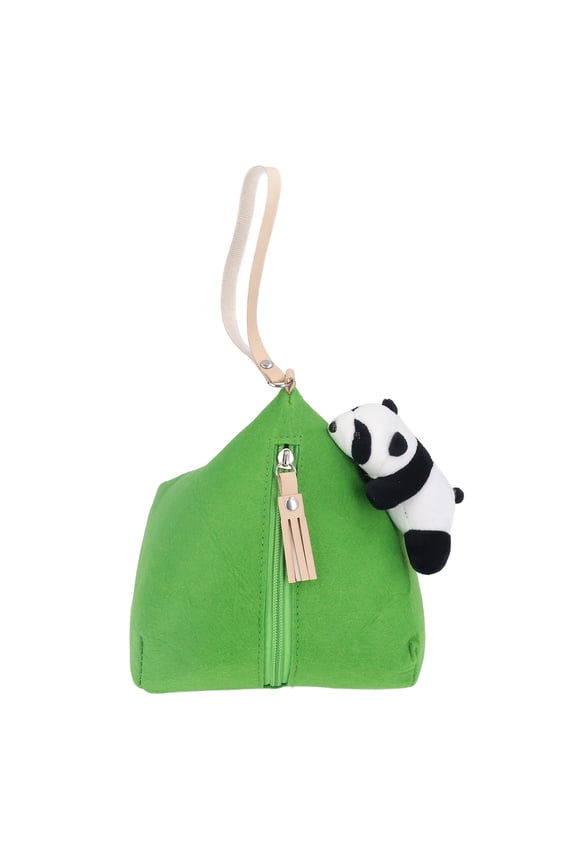 Triangle Coin Purse Soft Felt Zongzi Shape Panda Decoration Large Capacity Key Bag 6.7 inches / 17 cm