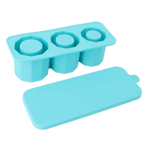 M Buder Tumbler Ice Mold Easy Fill Silicone 3 Cavity Hollow Cylinder Ice Ring for Whiskey Cold Drink Lake Blue, Reusable and Stackable Chiller Maker for Large Cups and Glasses