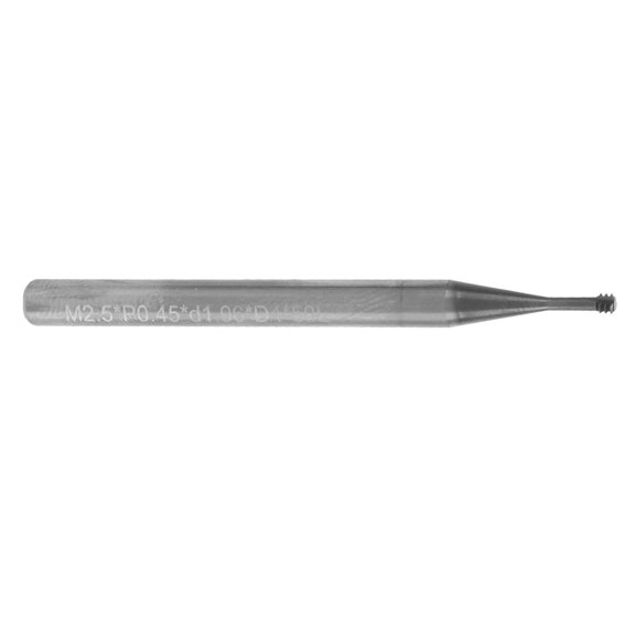M Buder Tungsten Steel Thread Milling Cutter 3-Tooth 60 CNC Carving Bit M2.5x0.45xD4x50 High Precision Machining Tool, 2 inches / 50 mm Total Length, Silver