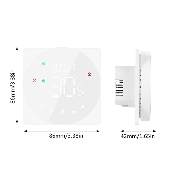 M Buder Tuya WiFi LCD Display Smart Temperature Controller, Touch Screen Thermostat APP Remote Control for Electric Heating, White, 3.38 inches / 8.6 cm