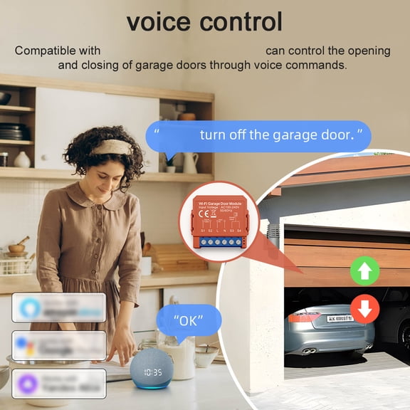 M Buder Tuya WiFi Smart Garage Door Opener App Remote Controller Wireless Timer Module Compatible with Amazon Alexa Home, Red