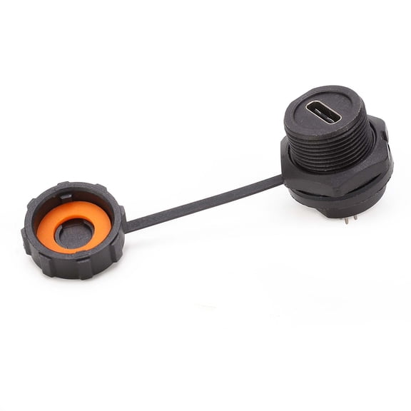 M Buder Type-C Socket Panel Mount Waterproof Connector E10TPC-TF1-F PCB Rear Thread Mount IP67 Industrial Female Receptacle 5/8in-27UNS 30V 1.5A Brass Thermoplastic PA66 Cable Adapter