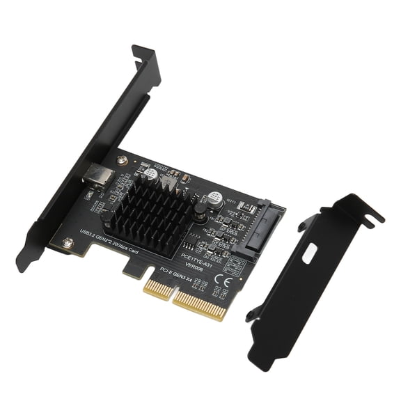 M Buder USB 3.2 Expansion Card GEN 2x2 20Gbps ASM3242 Chip PCI-E 4X to Single Type-C Extender Extension Adapter Card for Windows 10 11, Mac OS, Linux Desktop PCs (5.12 inches / 13.0 cm)