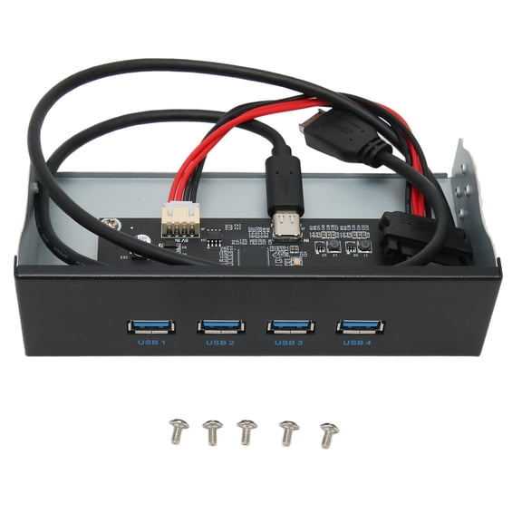 M Buder USB 3.2 Front Panel Hub 5.25 Inch 4 Ports 10Gbps Stable Plug and Play Optical Drive Hub Extension for Desktop Motherboards High Speed Data Sync Device (16 in / 40.6 cm Length)