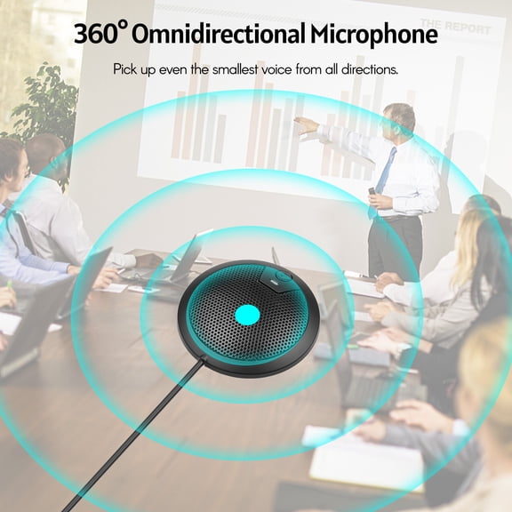M Buder USB Desktop Condenser Microphone 360 Degree Omnidirectional Mic 2m Cable (78.7 inches / 200 cm) for PC Video Conference Online Teaching Gaming Recording and Interviews High Sensitivity Black