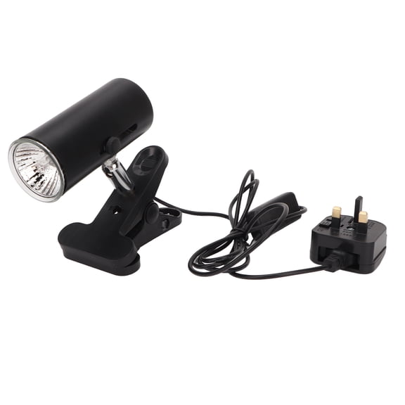 M Buder UVA UVB Reptile Light Bulb 50W Full Spectrum Sun Lamp, Basking Spot Heat Lamp with Black Clamp for Amphibians Turtles Lizards, 220V 7.09 inches / 18 cm