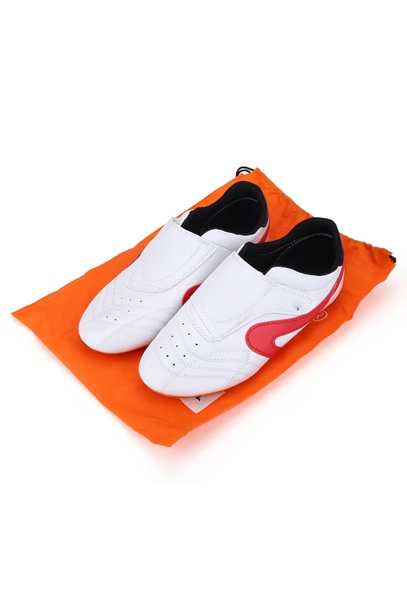 Unisex Taekwondo Boxing Kung Fu Tai Chi Sport Gym Shoes Lightweight Breathable Wear-Resistant Athletic Footwear White/Red Size 40