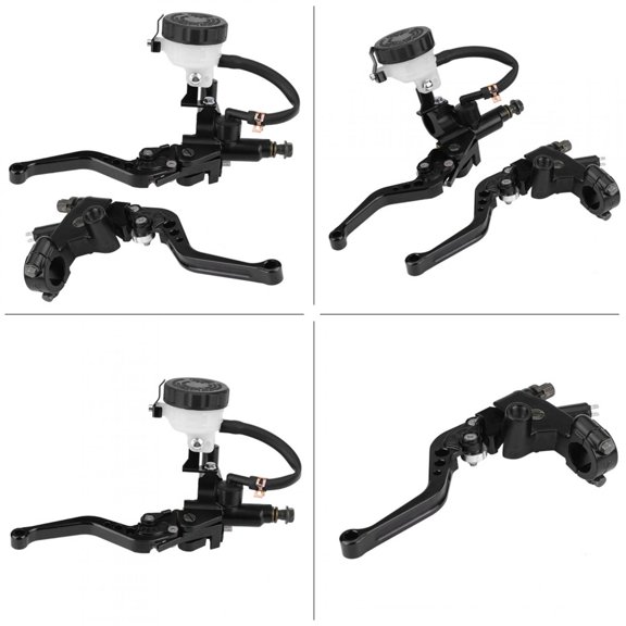 M Buder Universal 7/8 inches / 22mm Motorcycle Brake and Clutch Master Cylinder Reservoir Levers Set Black CNC Aluminum Adjustable Dual Fluid Control High Performance Upgrade