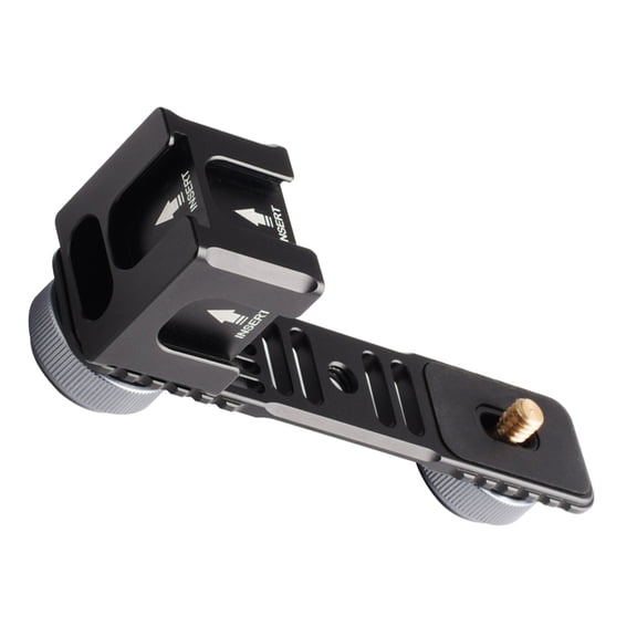 M Buder Universal Aluminium Alloy Gimbal Extension Bar Bracket Adapter with 4 Cold Shoe Mounts & 1/4 Inch Screw for DJI Osmo Mobile, Zhiyun Smooth, FeiyuTech Stabilizers (4.4 inches / 11.2 cm)