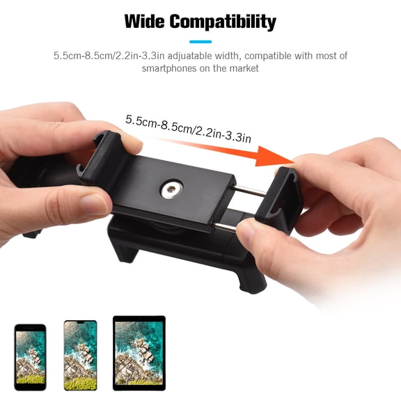 M Buder Universal Dual Phone Tripod Mount with 4 Cold Shoe Mounts, 360 Degree Rotatable Horizontal and Vertical Smartphone Holder Clamp for Vlog, Live Streaming, and Video Recording