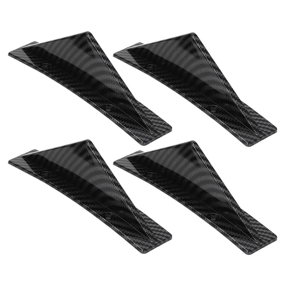 M Buder Universal Fit Car Rear Lower Bumper Diffuser Spoiler Splitter Carbon Fiber Style Curved Modification Auto Exterior Trim Accessory Replacement Part with Mounting Screws and Tape, 4 Pieces