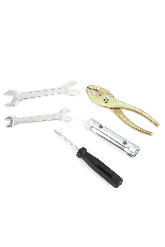 Universal Motorcycle Repair Tool Kit, 5-Piece Fixing Set with Wrench, Screwdriver, Plier, and Spark Plug Socket