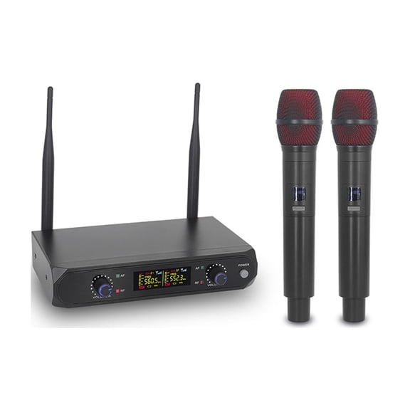 M Buder VHF UHF Wireless Microphone System with 2 Handheld Mics for Home Karaoke, 50m / 164 ft Range, US Plug