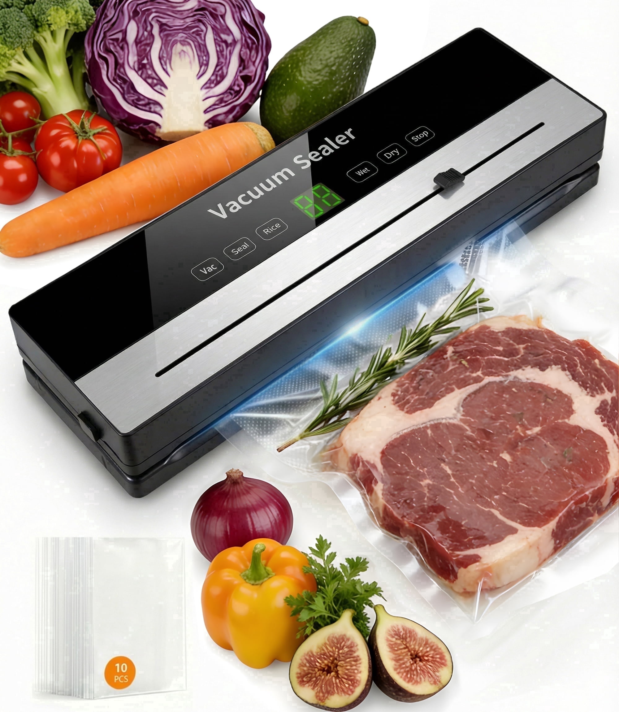 M Buder Vacuum Sealer Machine 16.5in, Automatic Sealing for Food Storage with Cutter, 5 Modes, Residential, Commercial