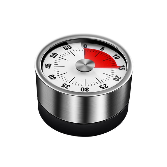 M Buder Visual Kitchen Timer Magnetic Mechanical Loud Alarm Reminder Tool for Cooking Baking Learning Stainless Steel 2.36 Inches / 6 cm Time Management Gadget for Kids Teachers Moms Home Office