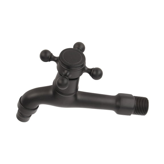 M Buder Wall-Mounted Antique Brass Single Cold Water Tap Faucet, G1/2 in / 1.27 cm Thread Laundry Washing Machine Faucet with Lever Handle, Matte Black Finish (5.5 x 4.3 inches / 14 x 11 cm)