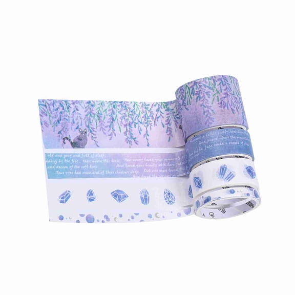 M Buder Washi Tape Set 4 Rolls (1.18 in / 30mm, 0.59 in / 15mm, 0.2 in / 5mm) Decorative Masking Adhesive Tape Arts & Crafts Gift for DIY Scrapbooking Journal Diary Thousand Summer