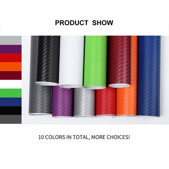 M Buder Waterproof 3D Carbon Fiber Vinyl Car Film Wrap Roll, Auto Vehicle Body DIY Decor Sticker Paper, Weather-Resistant & Scratch-Proof, Black, 50 x 3.94 Inches / 127 x 10 cm