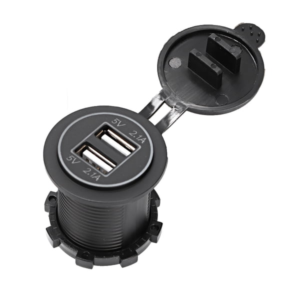 M Buder Waterproof Car Motorcycle Boat RV 4.2A Dual USB Mobile Phone Charger Power Adapter, Green Aperture LED Display, DC 12V-24V Input Socket Includes 23.6 Inches Wire Cable