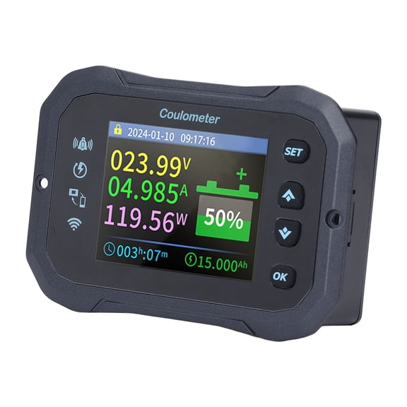M Buder WiFi Battery Monitor 10-100V 0-50A Bidirectional Battery Capacity Tester with 50A Shunt and 2.4 Inch Display Screen for RV Home Energy Storage System (17.00 x 15.00 x 6.00 in)