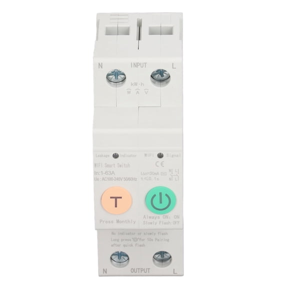 M Buder WiFi Circuit Breaker 2P 63A Remote Control Leakage Protection MCB Din Rail Mount Data Display Energy Meter AC 100-240V for Smart Home Automation (1.38 inches / 35 mm)