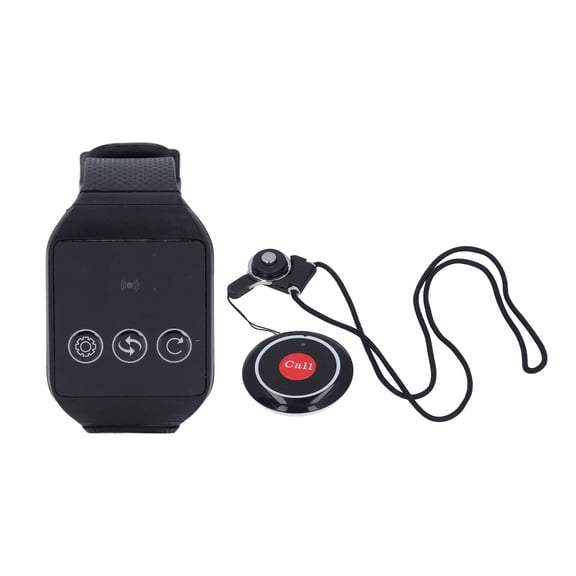 M Buder Wireless Calling Pager System for Caregiver and Nurse Call, High Sensitivity Waterproof Watch Pager Receiver and 1 Touch Call Button Transmitter Pack for Patient Home Restaurant, 9x9x7 Inches