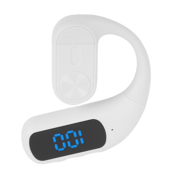 M Buder Wireless Earpiece Bluetooth Stereo Ear Hook Single Ear Business Sport Earphone with Noise Canceling Mic Digital Display White (4.33 inches / 11 cm)