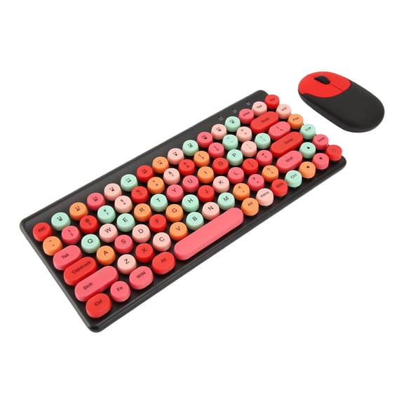 M Buder Wireless Keyboard and Mouse Retro Colorful Round Keycap 86 Keys 2.4G Optical Combo Set for PC Laptop Computer 15.75 in / 40.00 cm Black Edition[cite: 1]