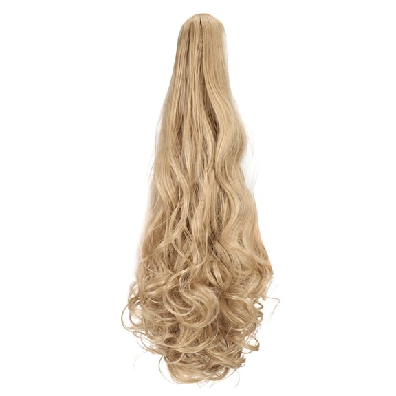 M Buder Women's Claw Clip Ponytail Curly Wavy Hair Extension 22 Inches / 56 cm Heat Resistant Synthetic Fiber Wig Hairpiece Strong Grip Natural Look for Daily Wear Ash Blonde 16#