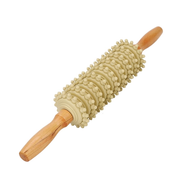 M Buder Wood Therapy Roller Trigger Point Massager for Thin Legs, Cellulite Release, Sore Fascia Relief, Handheld Beech Wood Lymphatic Drainage Tool for Back, Neck, and Shoulders