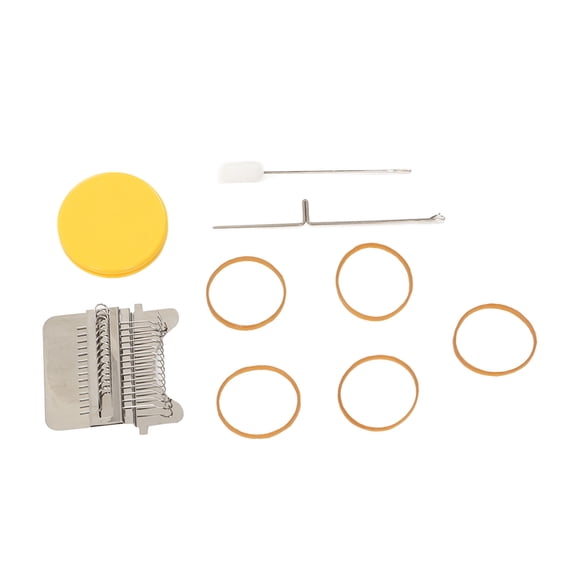 M Buder Wooden Darning Mini Loom Machine DIY Sewing Quickly Mending Tool Crochet Looms for Clothes Mending with Rubber Bands 14 Pins Yellow (5.91 inches / 15 cm)
