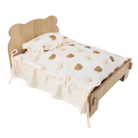 M Buder Wooden Pet Bed Wood Frame Sleeping Habitat with Mattress Universal for Cat Dog Rabbit Small Animals (21.26 inches / 54 cm)