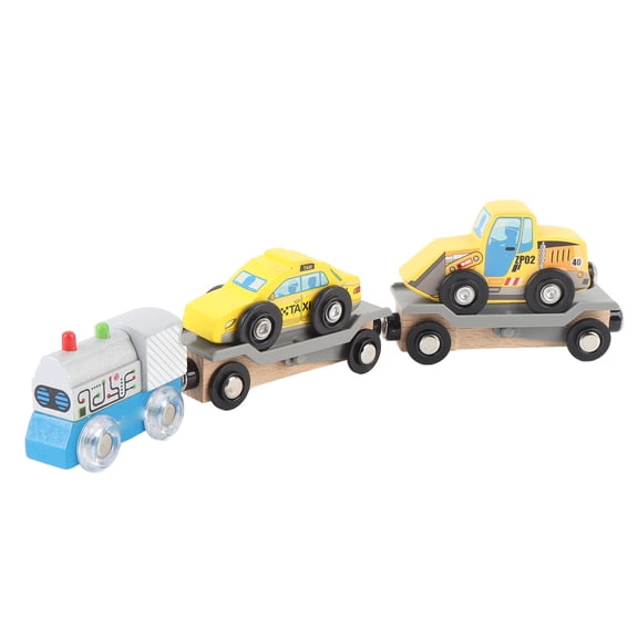 M Buder Wooden Train Set Child Friendly Safe Portable Colorful Wood Toy Train Set for Major Brand Boys Girls Compatible With Leading Brands Educational Multi Scene Building Track Accessories